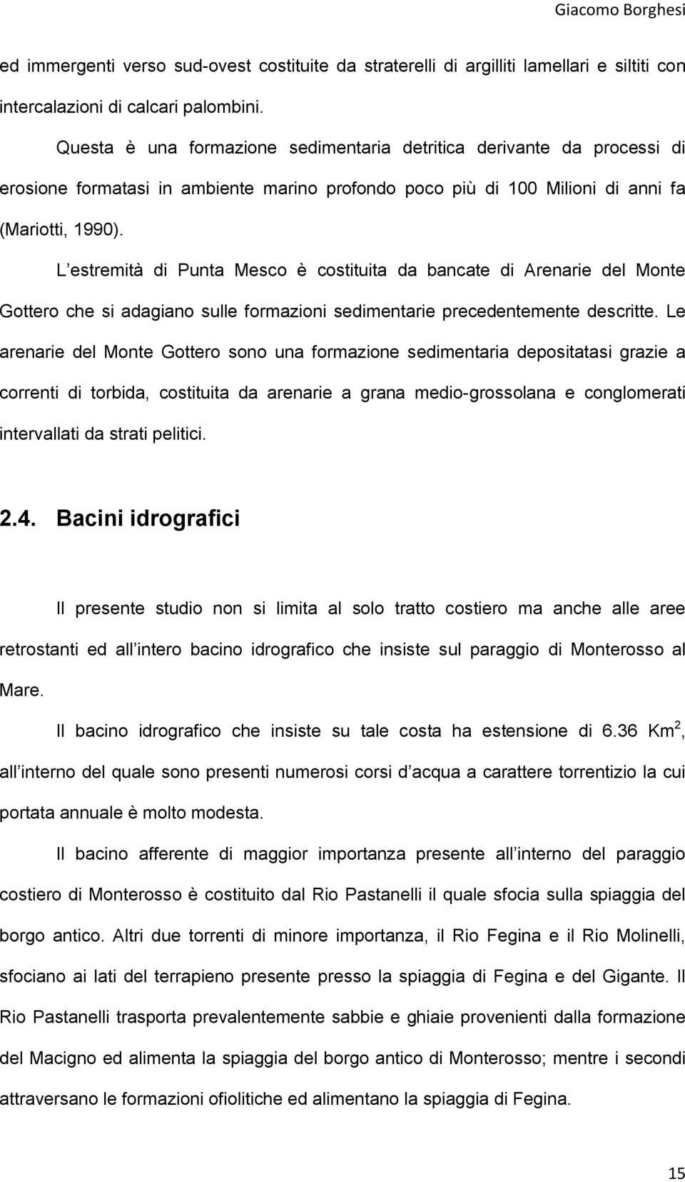 L estremità di Punta Mesco è costituita da bancate di Arenarie del Monte Gottero che si adagiano sulle formazioni sedimentarie precedentemente descritte.