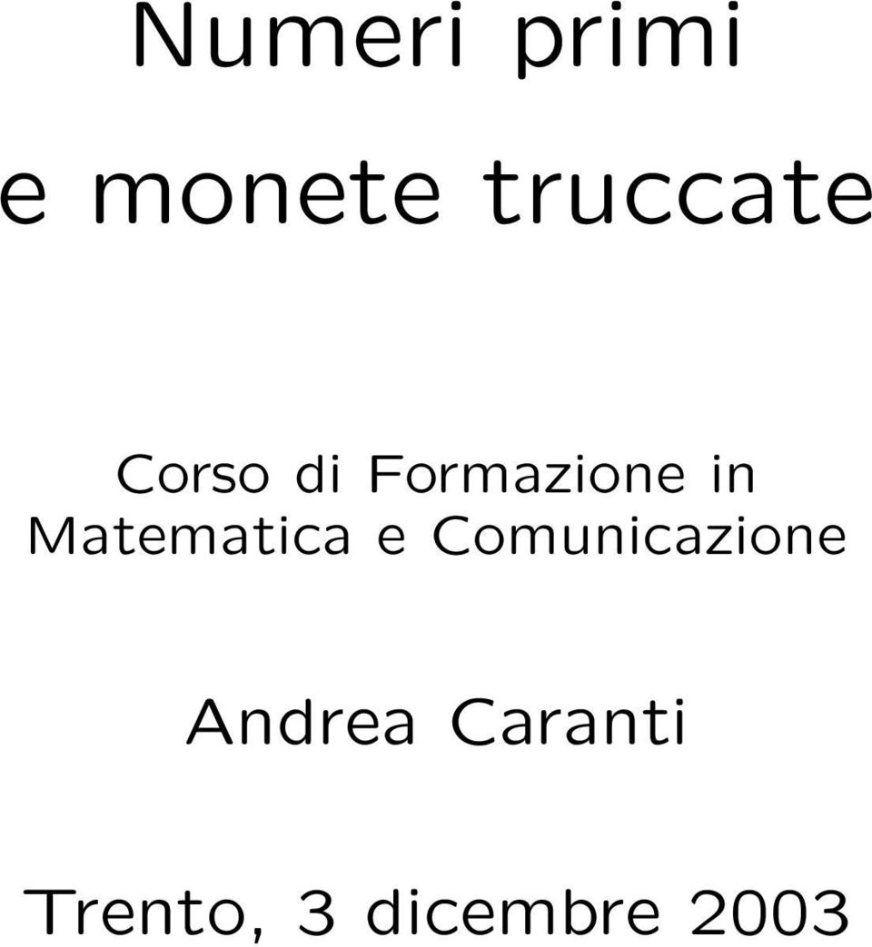 in Matematica e Comunicazione