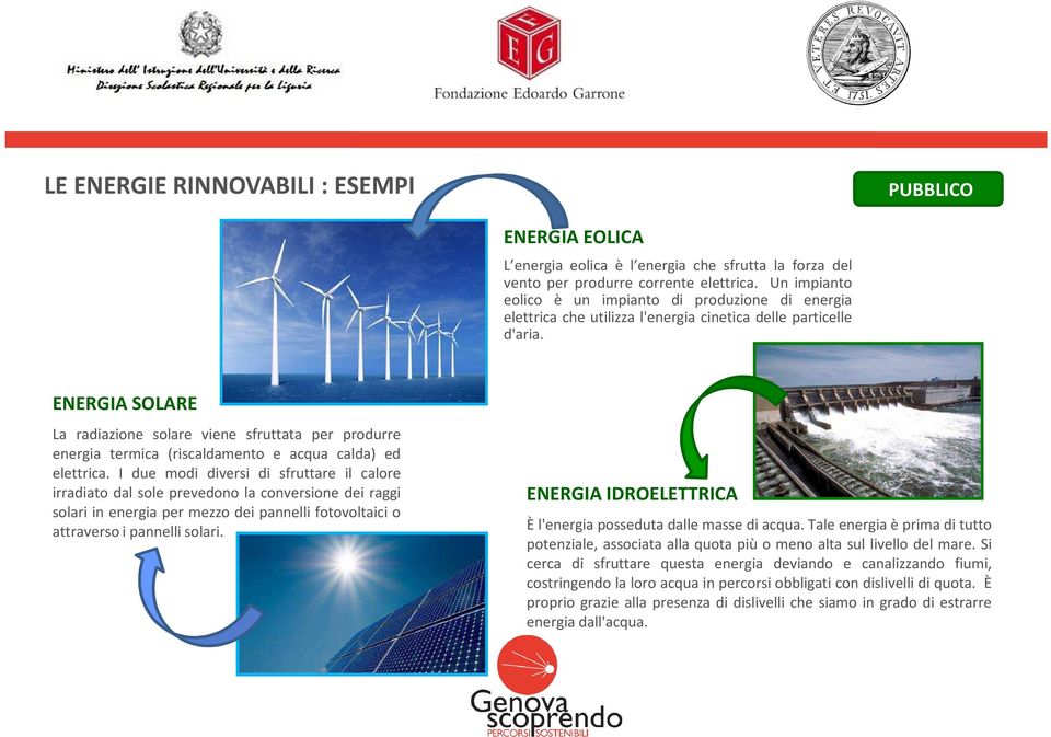 ENERGIA SOLARE La radiazione solare viene sfruttata per produrre energia termica (riscaldamento e acqua calda) ed elettrica.