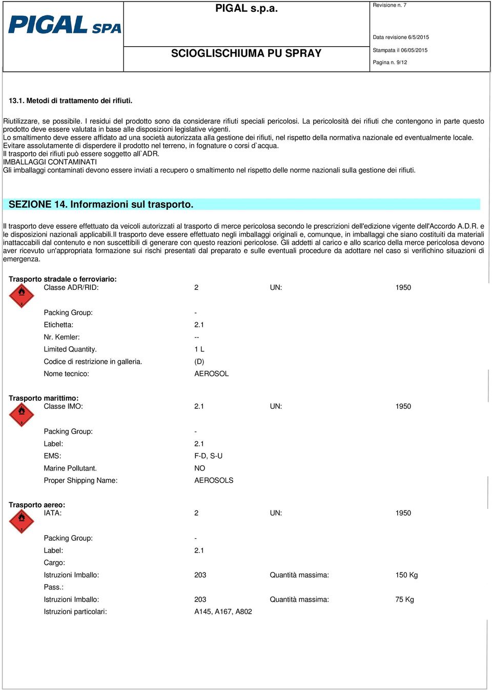 Lo smaltimento deve essere affidato ad una società autorizzata alla gestione dei rifiuti, nel rispetto della normativa nazionale ed eventualmente locale.