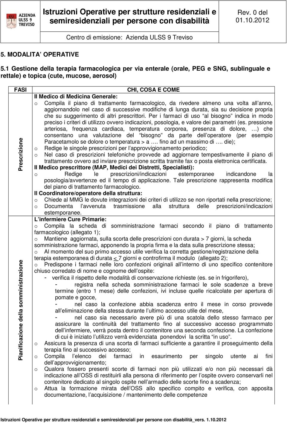 COME Il Medico di Medicina Generale: o Compila il piano di trattamento farmacologico, da rivedere almeno una volta all anno, aggiornandolo nel caso di successive modifiche di lunga durata, sia su