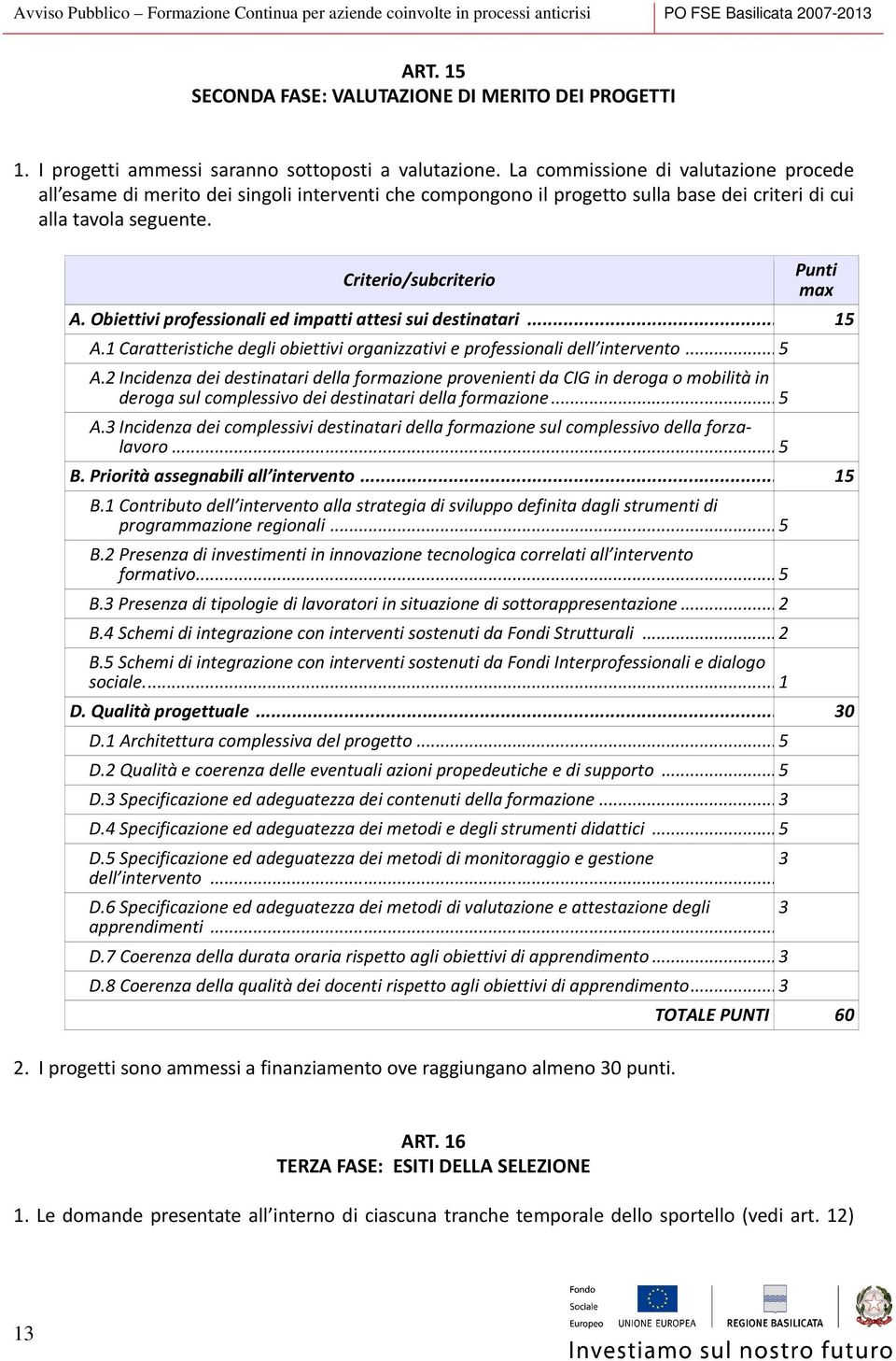 Obiettivi professionali ed impatti attesi sui destinatari... 15 A.1 Caratteristiche degli obiettivi organizzativi e professionali dell intervento... 5 A.