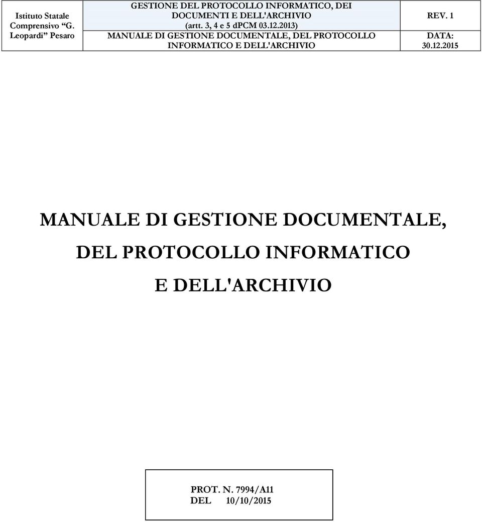 PROTOCOLLO INFORMATICO E