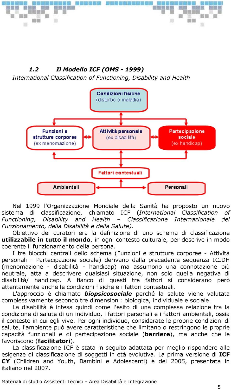 Obiettivo dei curatori era la definizione di uno schema di classificazione utilizzabile in tutto il mondo, in ogni contesto culturale, per descrive in modo coerente il funzionamento della persona.