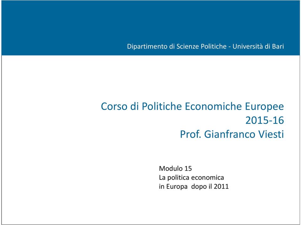 Economiche Europee 2015-16 Prof.