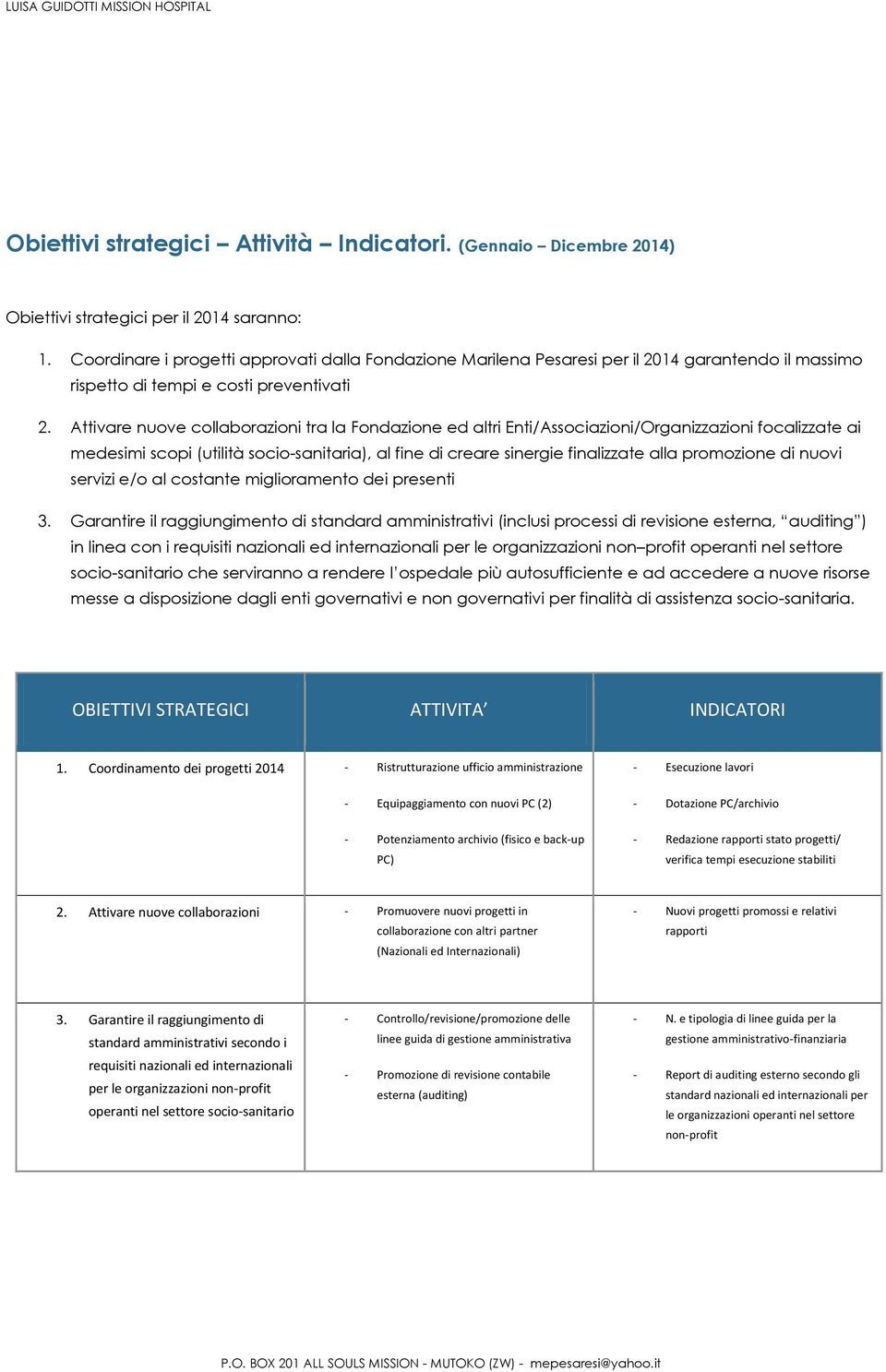 Attivare nuove collaborazioni tra la Fondazione ed altri Enti/Associazioni/Organizzazioni focalizzate ai medesimi scopi (utilità socio-sanitaria), al fine di creare sinergie finalizzate alla