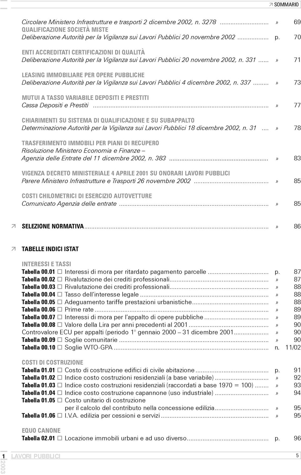 ..» 71 LEASING IMMOBILIARE PER OPERE PUBBLICHE Deliberazione Autorità per la Vigilanza sui Lavori Pubblici 4 dicembre 2002, n. 337.