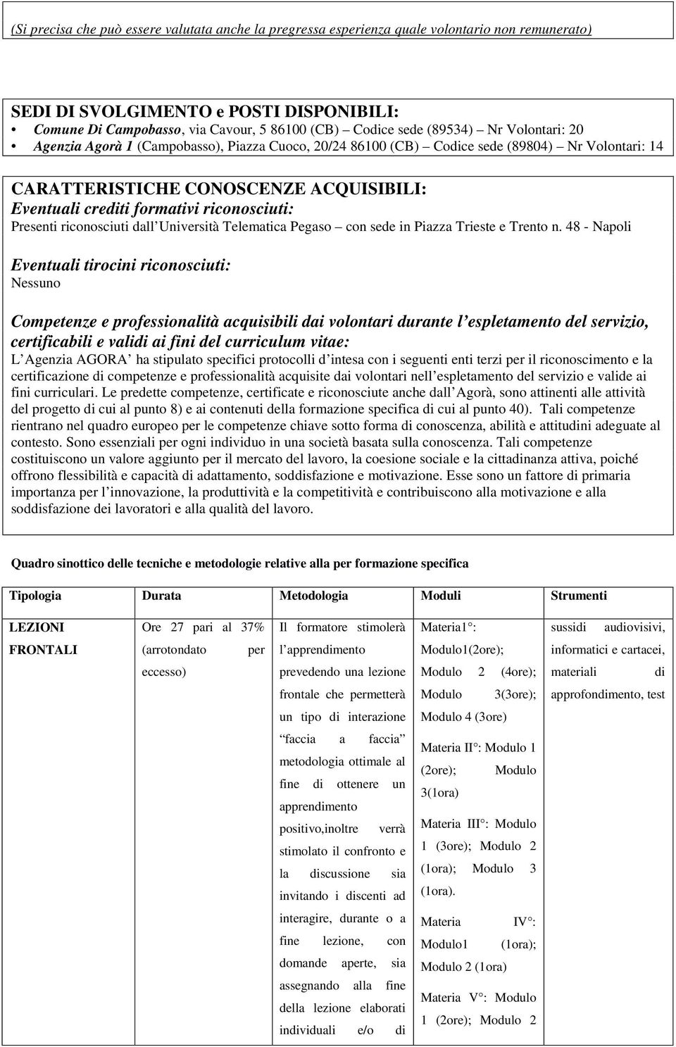 riconosciuti: Presenti riconosciuti dall Università Telematica Pegaso con sede in Piazza Trieste e Trento n.