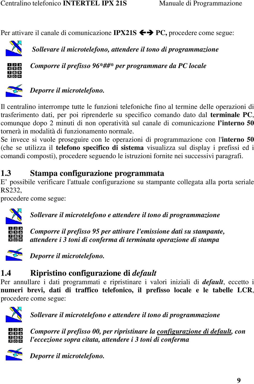 riprenderle su specifico comando dato dal terminale PC, comunque dopo 2 minuti di non operatività sul canale di comunicazione l interno 50 tornerà in modalità di funzionamento normale.