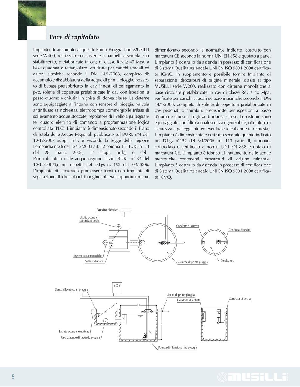 copertura prefabbricate in cav con ispezioni a passo d uomo e chiusini in ghisa di idonea classe.