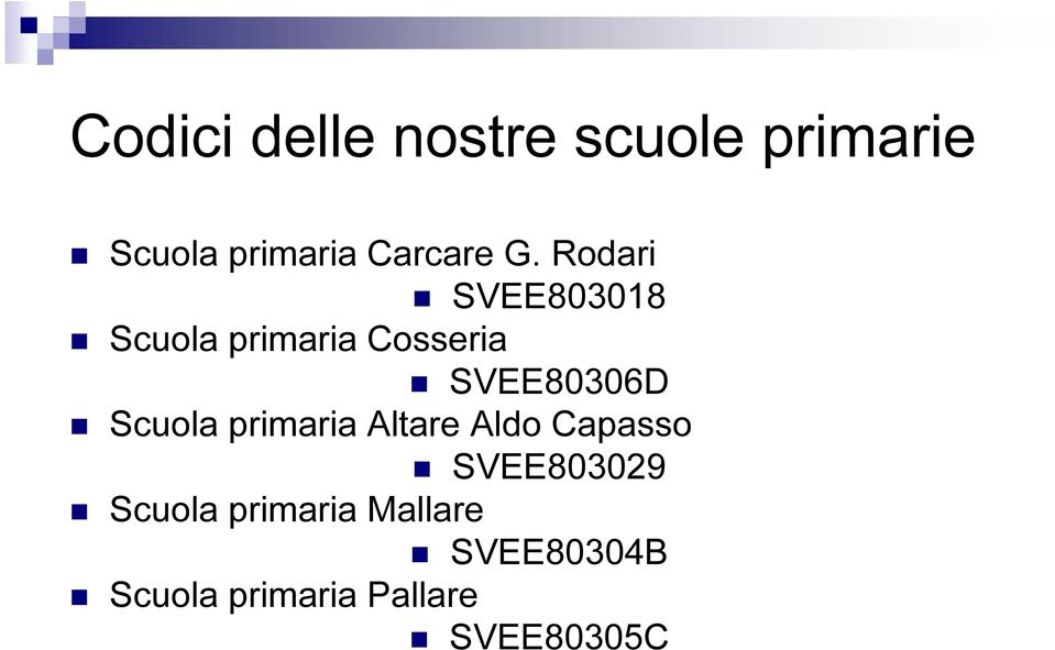 Rodari SVEE803018 Scuola primaria Cosseria SVEE80306D