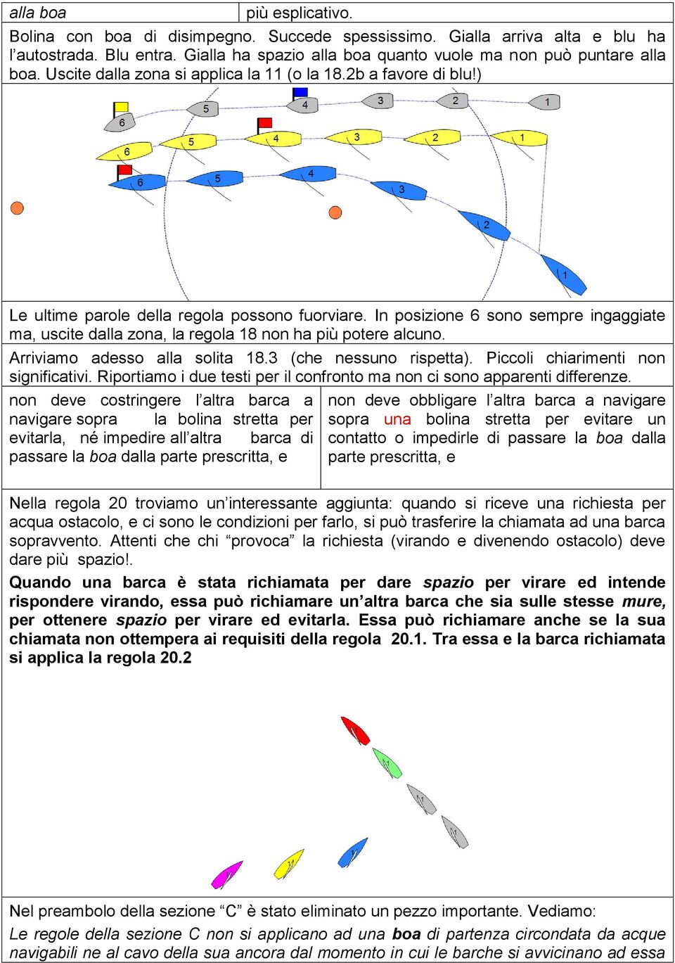 In posizione 6 sono sempre ingaggiate ma, uscite dalla zona, la regola 18 non ha più potere alcuno. Arriviamo adesso alla solita 18.3 (che nessuno rispetta). Piccoli chiarimenti non significativi.