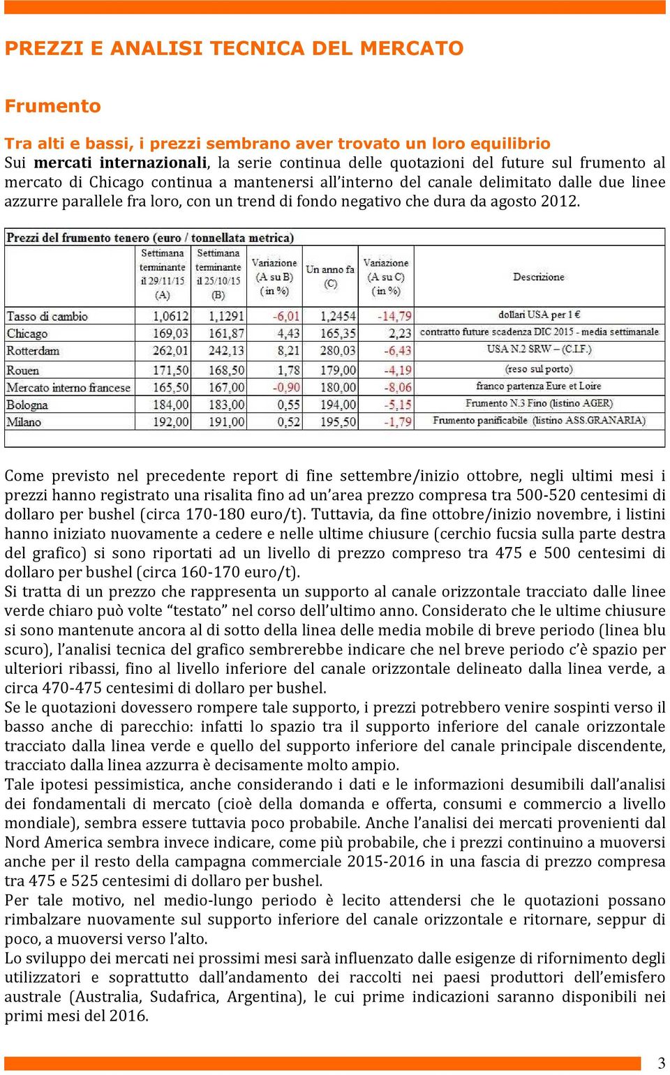 Come previsto nel precedente report di fine settembre/inizio ottobre, negli ultimi mesi i prezzi hanno registrato una risalita fino ad un area prezzo compresa tra 500-520 centesimi di dollaro per