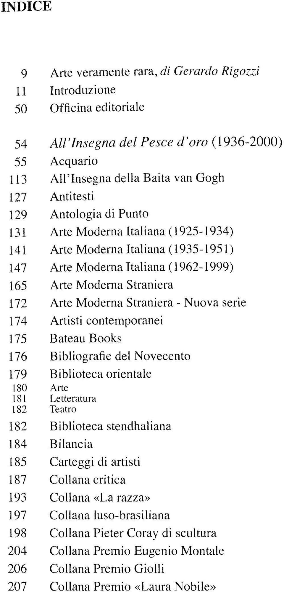 1925-1934) 141 Arte Moderna Italiana ( 1935-1951) 14 7 Arte Moderna Italiana (1962-1999) 165 Arte Moderna Straniera 172 Arte Moderna Straniera - N uova serie 174 Artisti contemporanei 175 Bateau