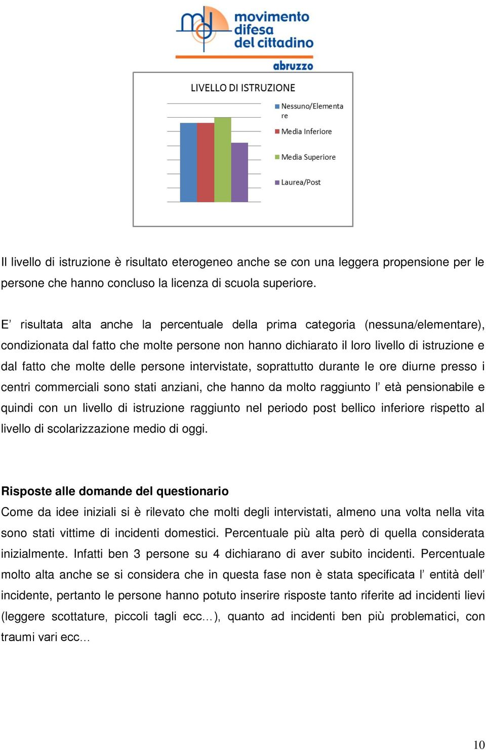 delle persone intervistate, soprattutto durante le ore diurne presso i centri commerciali sono stati anziani, che hanno da molto raggiunto l età pensionabile e quindi con un livello di istruzione