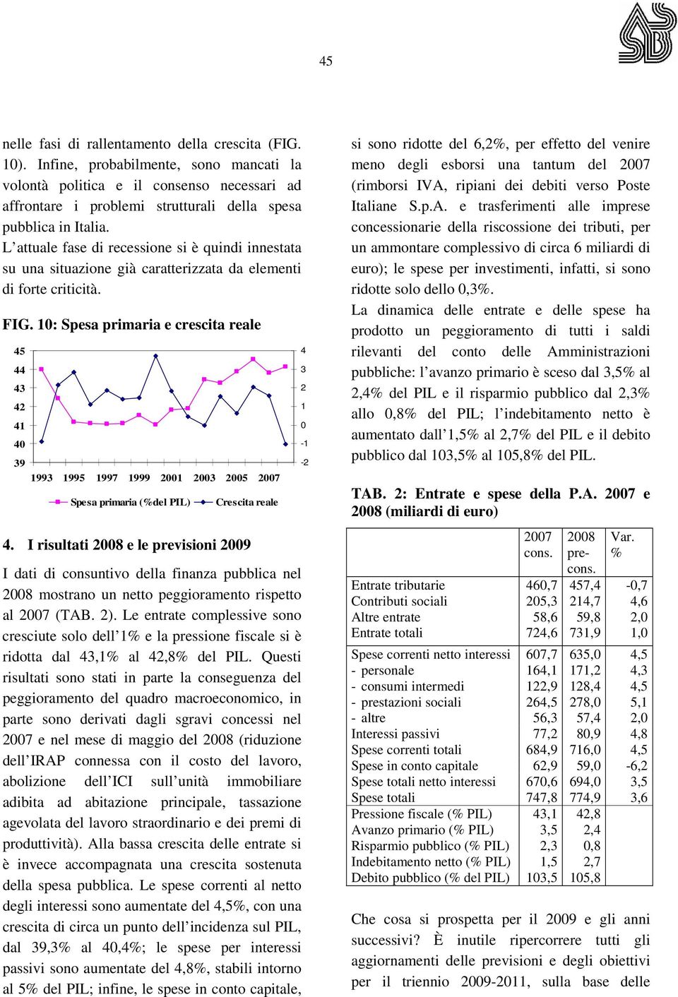 L attuale fase di recessione si è quindi innestata su una situazione già caratterizzata da elementi di forte criticità. FIG.