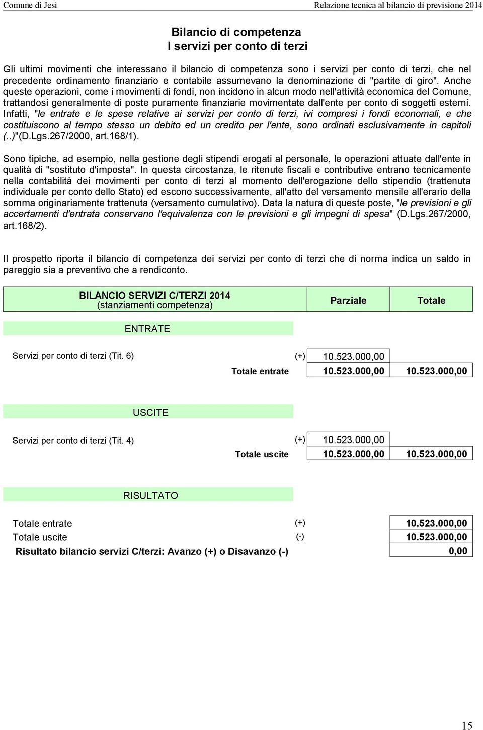 Anche queste operazioni, come i movimenti di fondi, non incidono in alcun modo nell'attività economica del Comune, trattandosi generalmente di poste puramente finanziarie movimentate dall'ente per