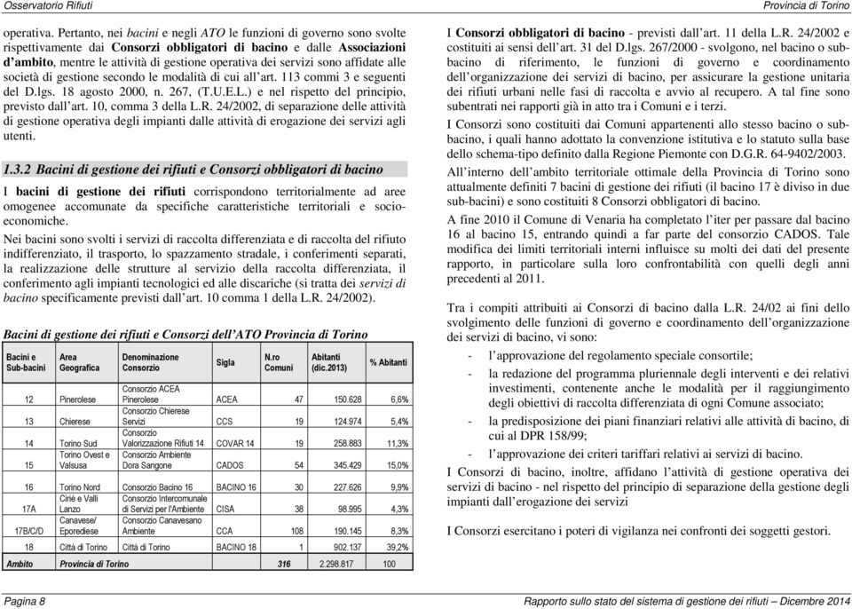 servizi sono affidate alle società di gestione secondo le modalità di cui all art. 113 commi 3 e seguenti del D.lgs. 18 agosto 2000, n. 267, (T.U.E.L.) e nel rispetto del principio, previsto dall art.