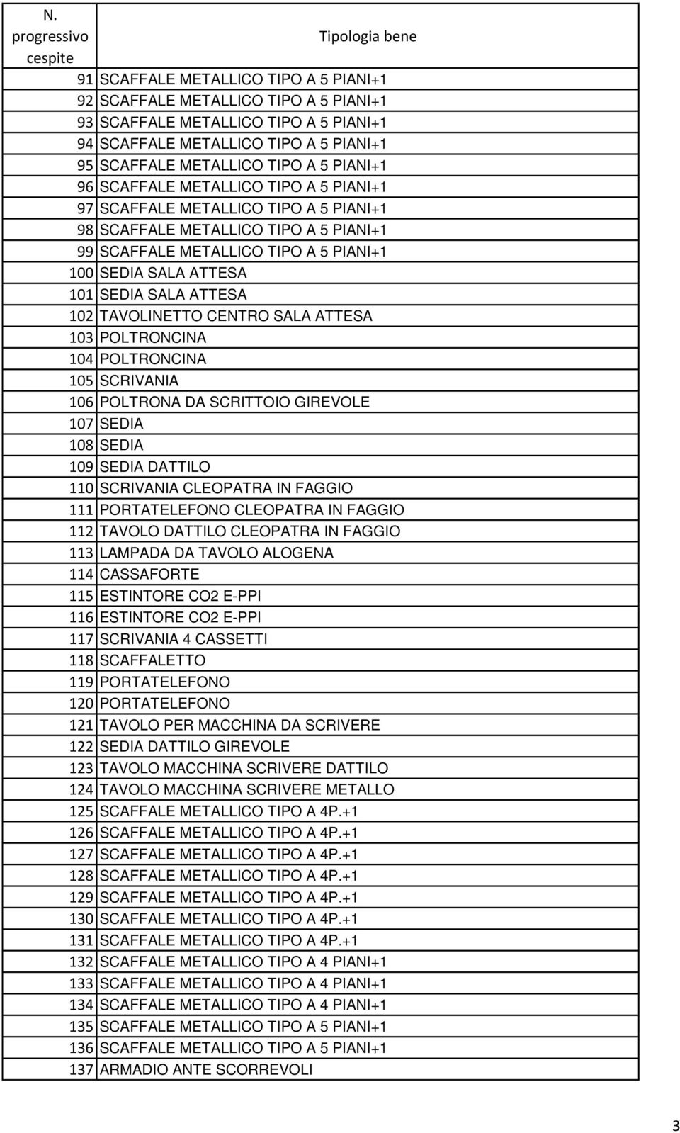 102 TAVOLINETTO CENTRO SALA ATTESA 103 POLTRONCINA 104 POLTRONCINA 105 SCRIVANIA 106 POLTRONA DA SCRITTOIO GIREVOLE 107 SEDIA 108 SEDIA 109 SEDIA DATTILO 110 SCRIVANIA CLEOPATRA IN FAGGIO 111