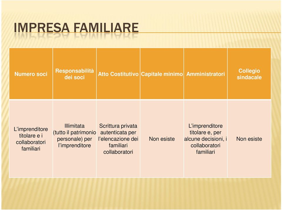 patrimonio personale) per l imprenditore Scrittura privata autenticata per l elencazione dei