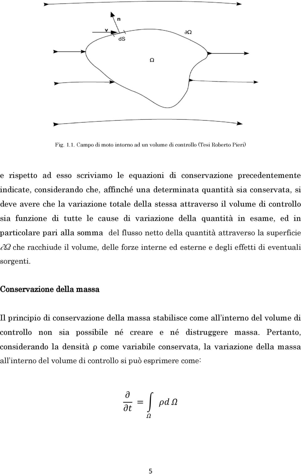 quantità sia conservata, si deve avere che la variazione totale della stessa attraverso il volume di controllo sia funzione di tutte le cause di variazione della quantità in esame, ed in particolare