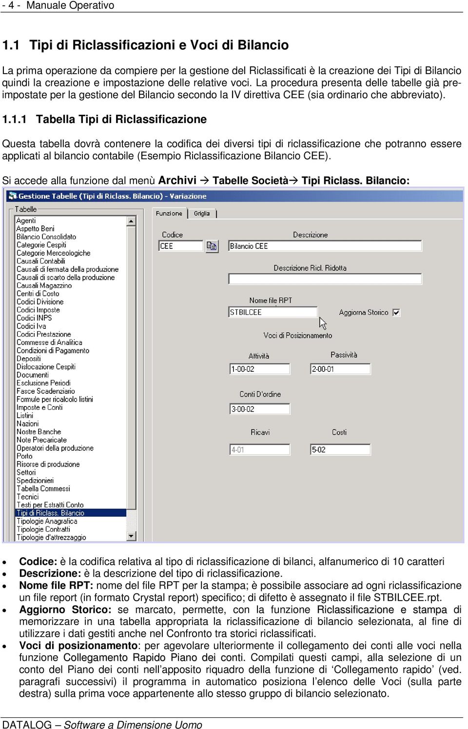 voci. La procedura presenta delle tabelle già preimpostate per la gestione del Bilancio secondo la IV direttiva CEE (sia ordinario che abbreviato). 1.