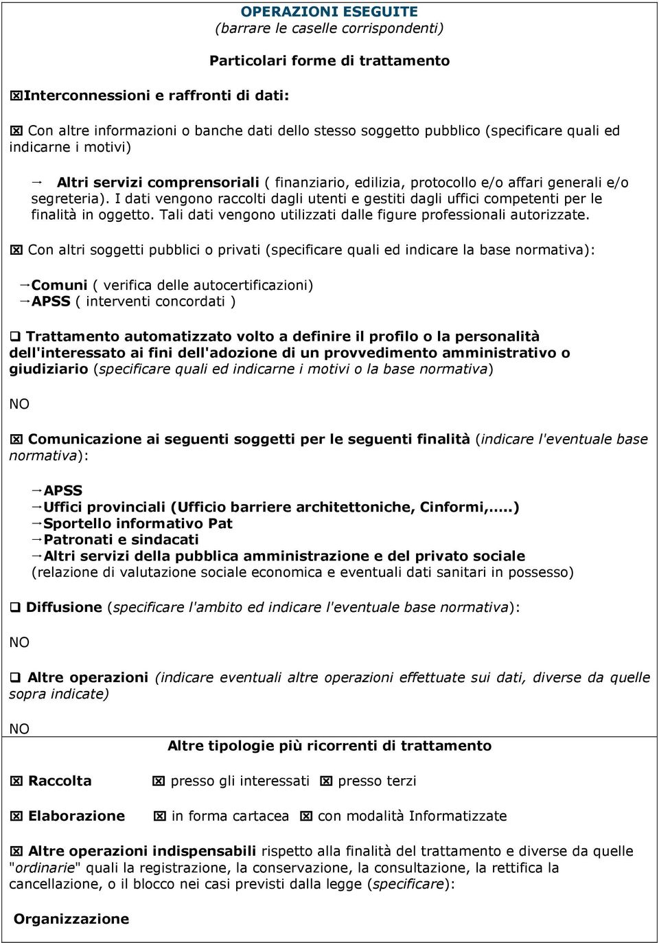 I dati vengono raccolti dagli utenti e gestiti dagli uffici competenti per le finalità in oggetto. Tali dati vengono utilizzati dalle figure professionali autorizzate.