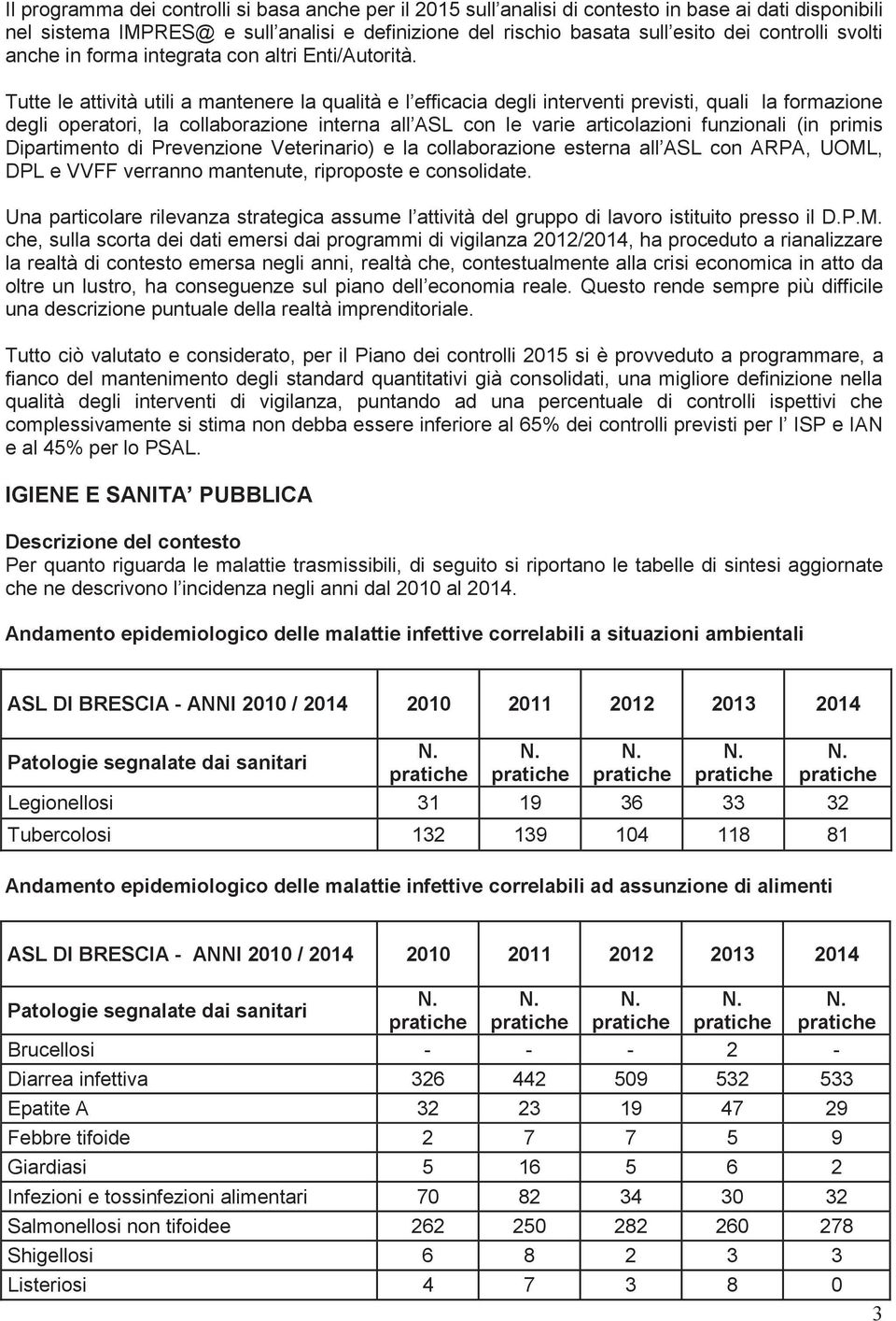 Tutte le attività utili a mantenere la qualità e l efficacia degli interventi previsti, quali la formazione degli operatori, la collaborazione interna all ASL con le varie articolazioni funzionali