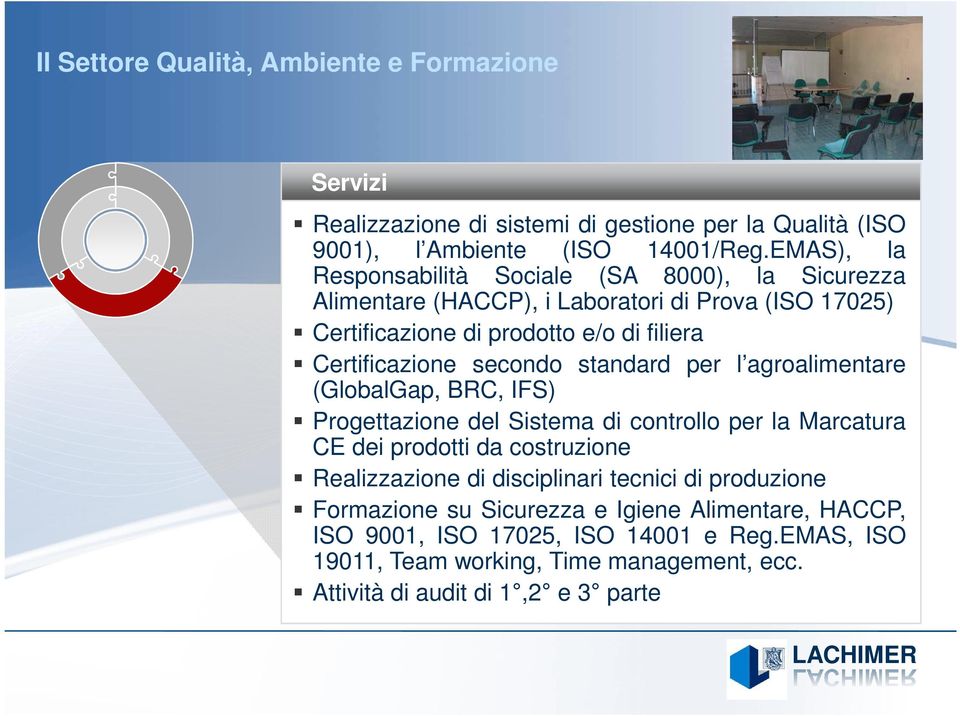 secondo standard per l agroalimentare (GlobalGap, BRC, IFS) Progettazione del Sistema di controllo per la Marcatura CE dei prodotti da costruzione Realizzazione di