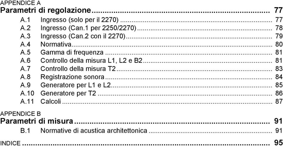 .. 81 A.7 Controllo della misura T2... 83 A.8 Registrazione sonora... 84 A.9 Generatore per L1 e L2... 85 A.