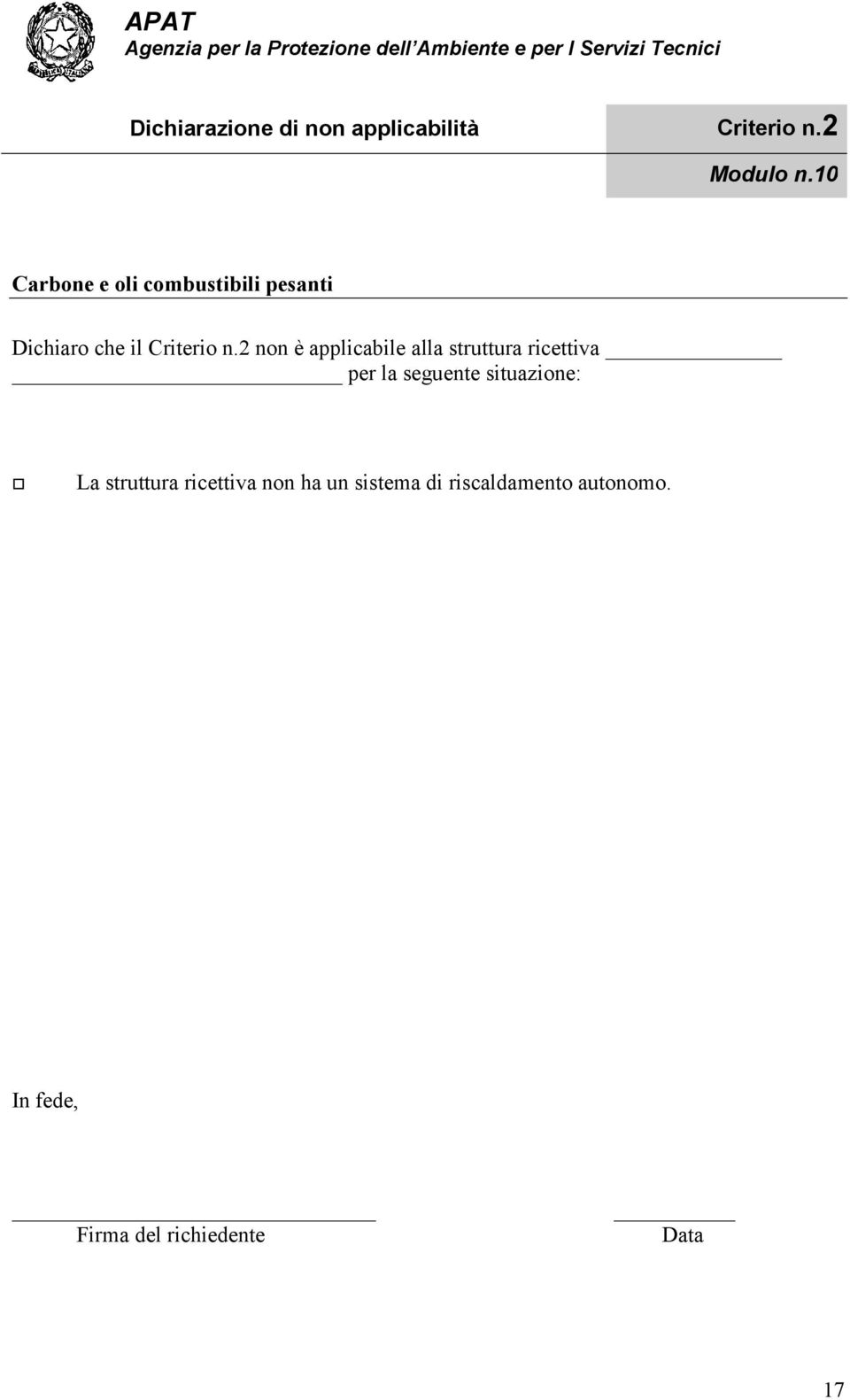 2 non applicabile alla struttura ricettiva per la seguente