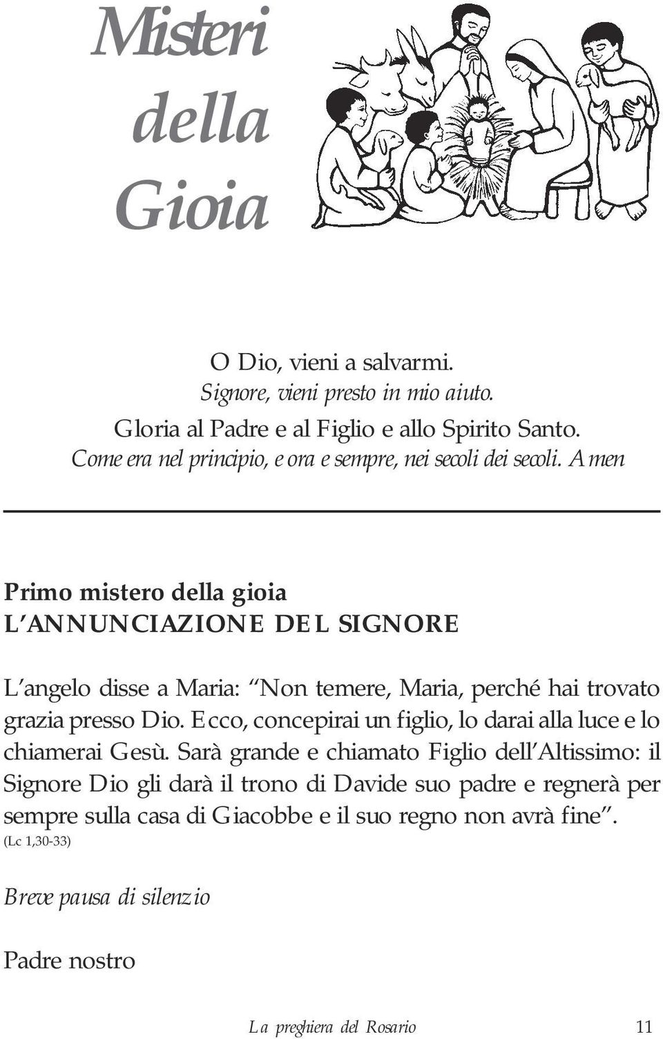 Amen Primo mistero della gioia L ANNUNCIAZIONE DEL SIGNORE L angelo disse a Maria: Non temere, Maria, perché hai trovato grazia presso Dio.