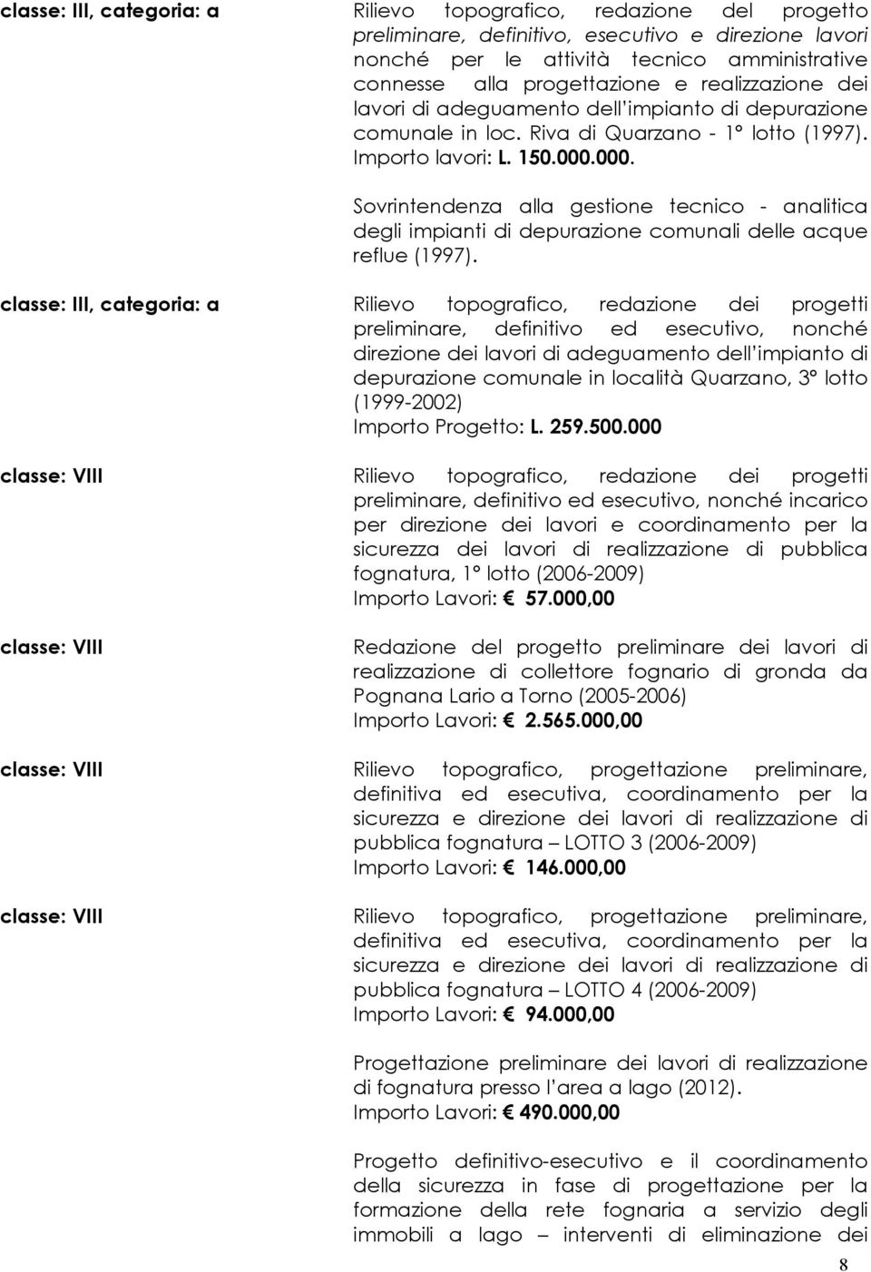 000. Sovrintendenza alla gestione tecnico - analitica degli impianti di depurazione comunali delle acque reflue (1997).