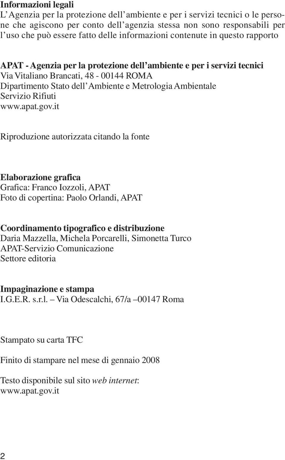 Metrologia Ambientale Servizio Rifiuti www.apat.gov.