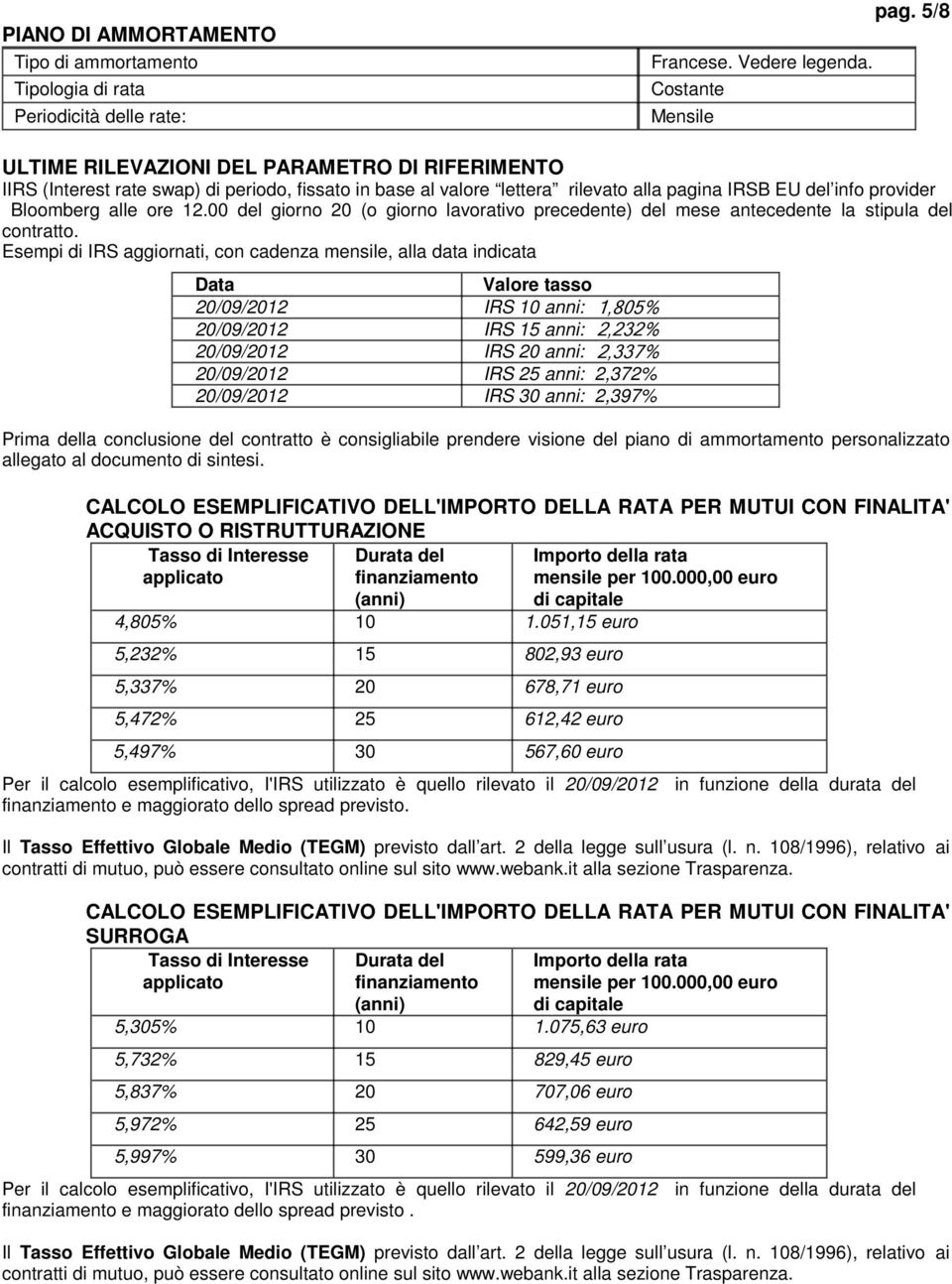 ore 12.00 del giorno 20 (o giorno lavorativo precedente) del mese antecedente la stipula del contratto.