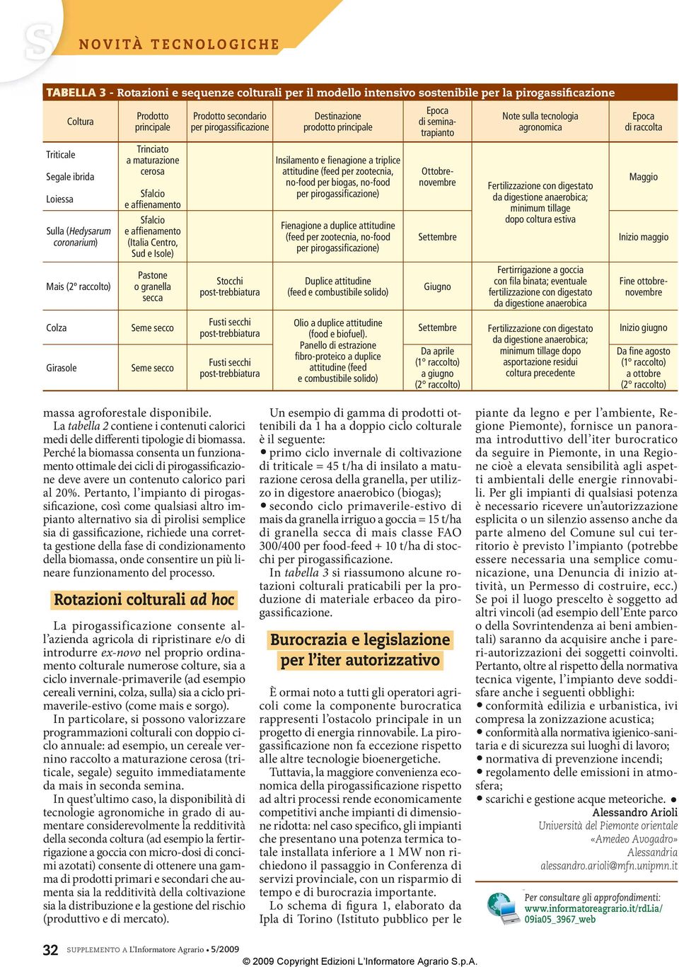 pirogassificazione Stocchi post-trebbiatura Destinazione prodotto principale Insilamento e fienagione a triplice attitudine (feed per zootecnia, no-food per biogas, no-food per pirogassificazione)