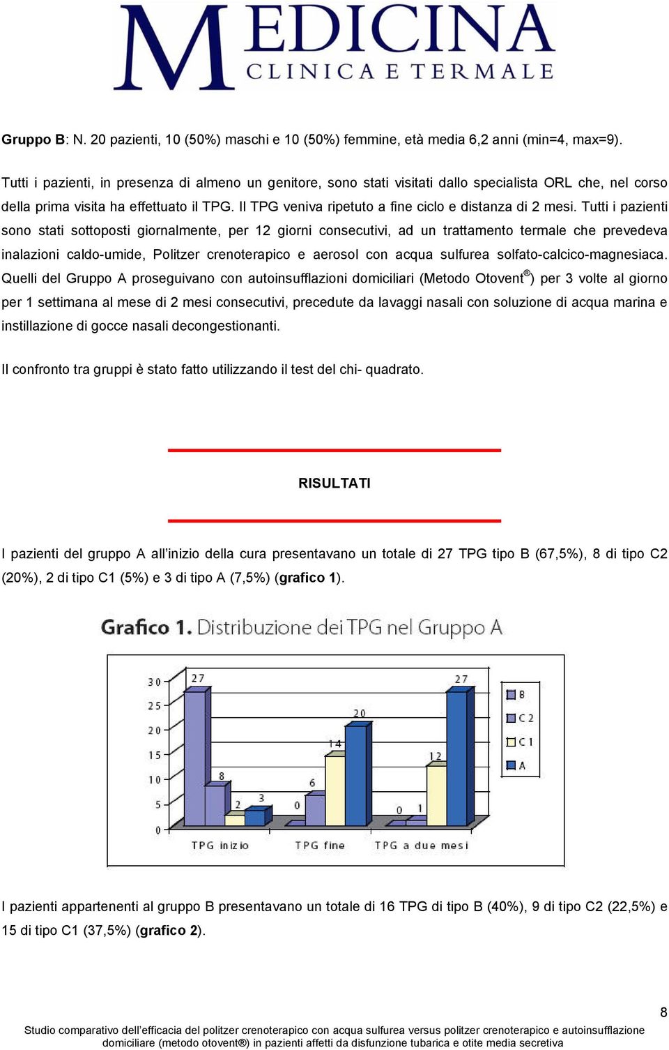 Il TPG veniva ripetuto a fine ciclo e distanza di 2 mesi.