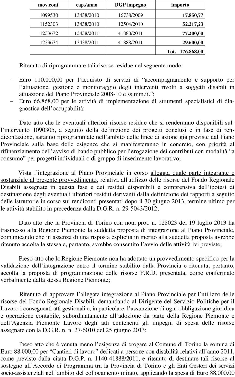 000,00 per l acquisto di servizi di accompagnamento e supporto per l attuazione, gestione e monitoraggio degli interventi rivolti a soggetti disabili in attuazione del Piano Provinciale 2008-10 e ss.