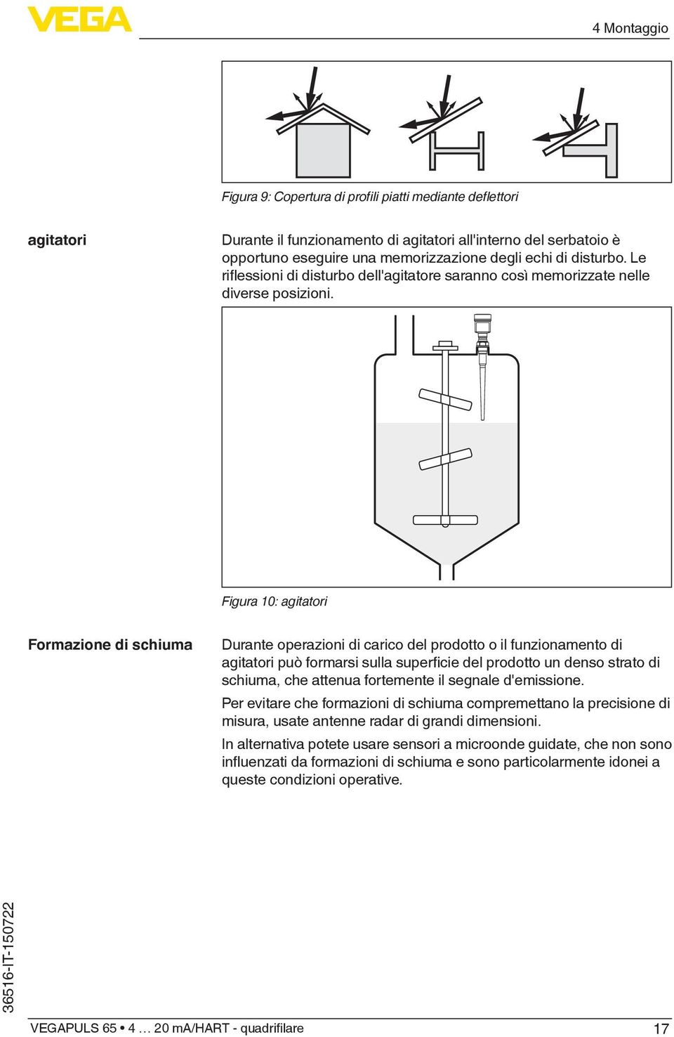 Figura 10: agitatori Formazione di schiuma Durante operazioni di carico del prodotto o il funzionamento di agitatori può formarsi sulla superficie del prodotto un denso strato di schiuma, che attenua