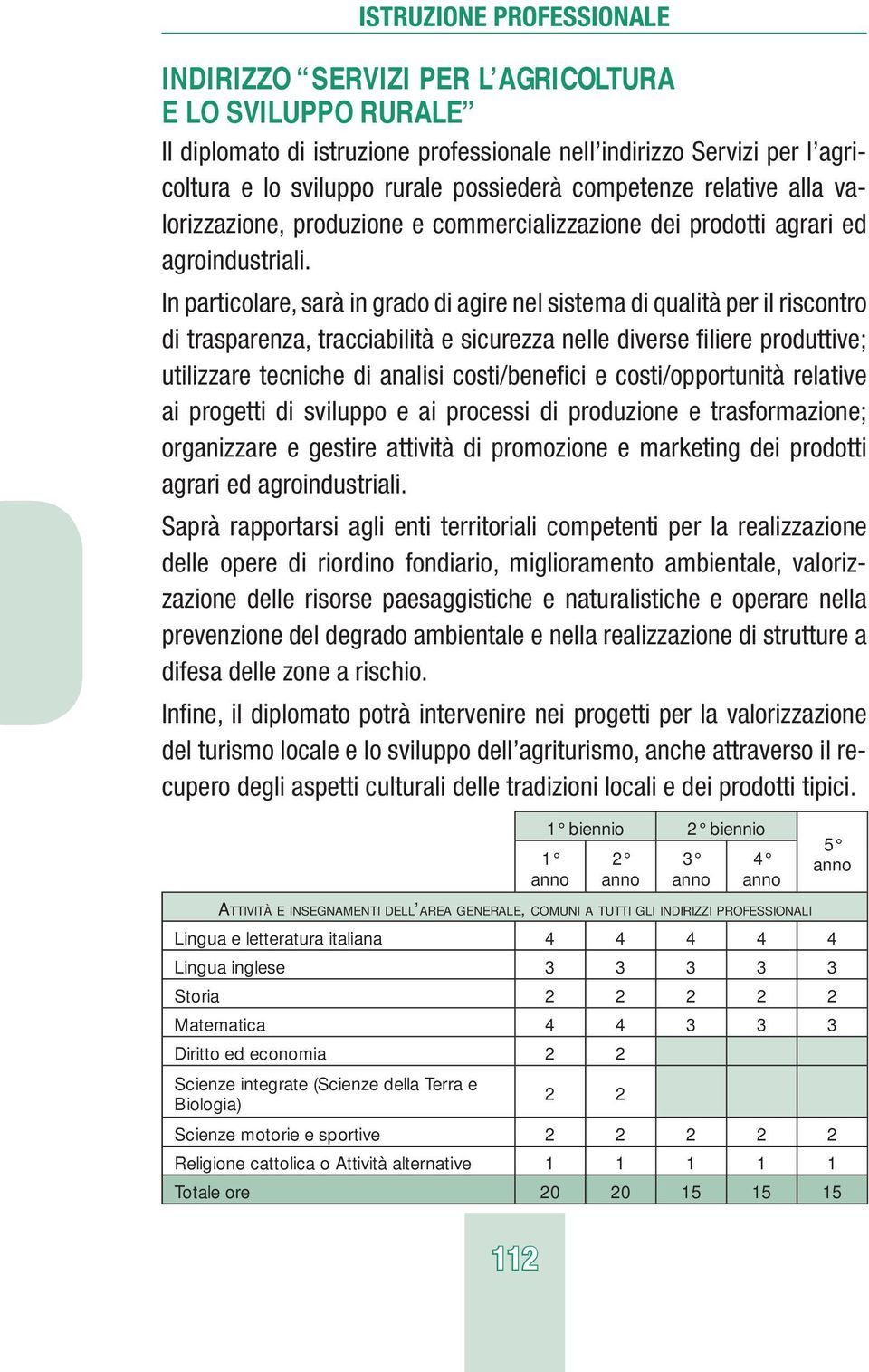 In particolare, sarà in grado di agire nel sistema di qualità per il riscontro di trasparenza, tracciabilità e sicurezza nelle diverse filiere produttive; utilizzare tecniche di analisi