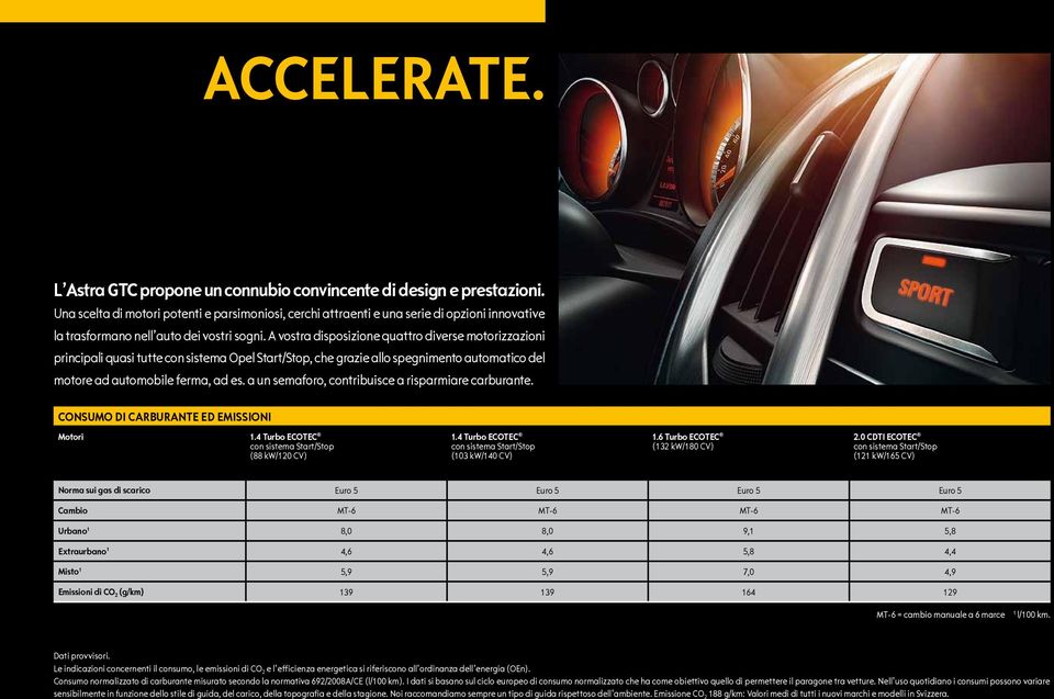 A vostra disposizione quattro diverse motorizzazioni principali quasi tutte con sistema Opel Start/Stop, che grazie allo spegnimento automatico del motore ad automobile ferma, ad es.