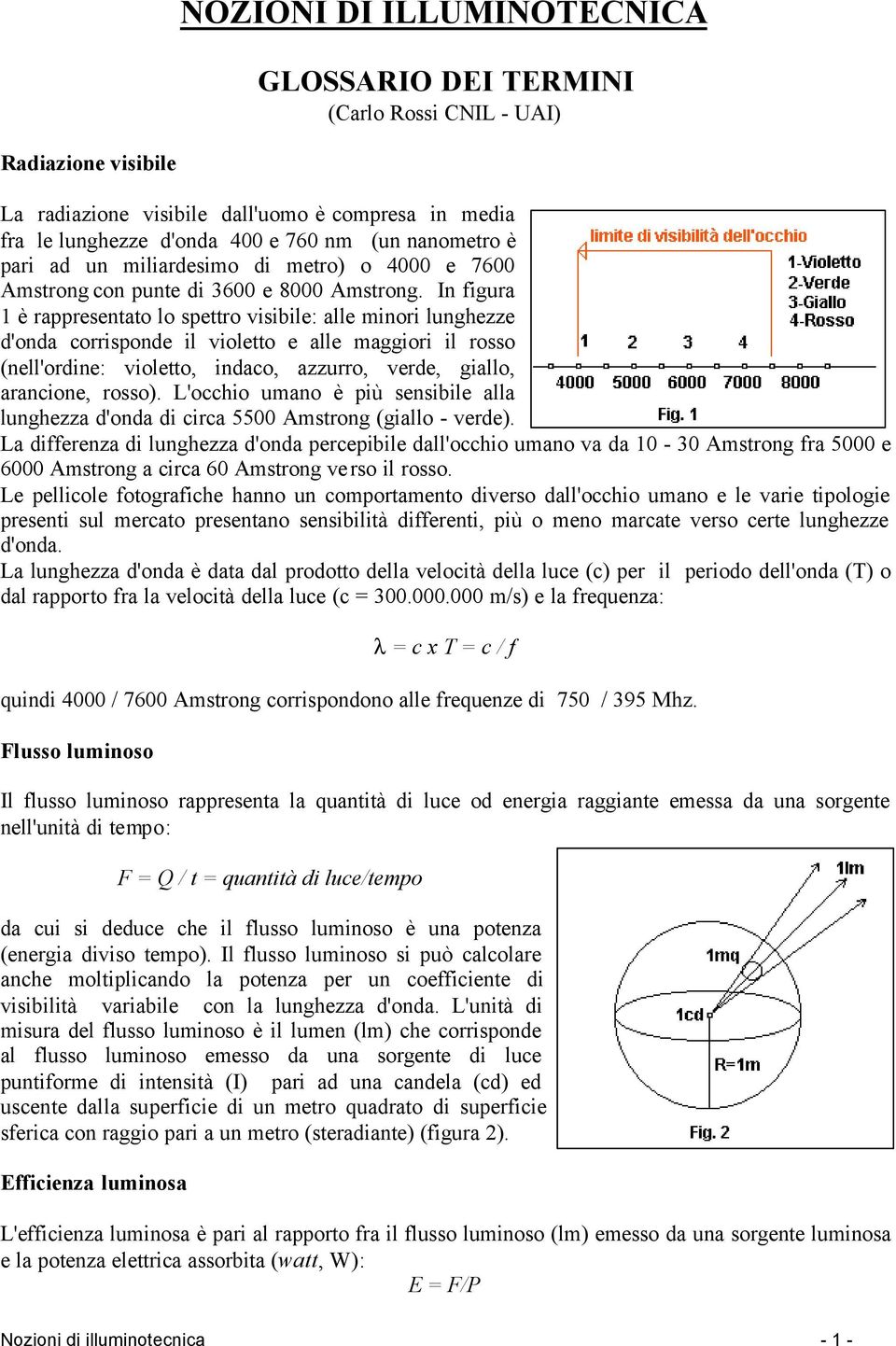 In figura 1 è rappresentato lo spettro visibile: alle minori lunghezze d'onda corrisponde il violetto e alle maggiori il rosso (nell'ordine: violetto, indaco, azzurro, verde, giallo, arancione,