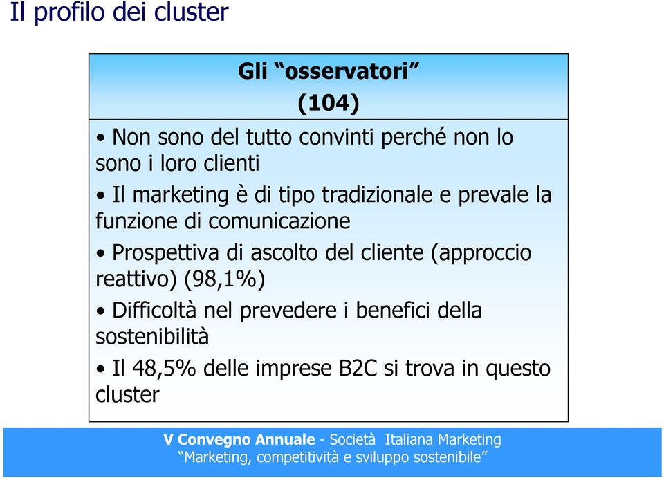 comunicazione Prospettiva di ascolto del cliente (approccio reattivo) (98,1%) Difficoltà