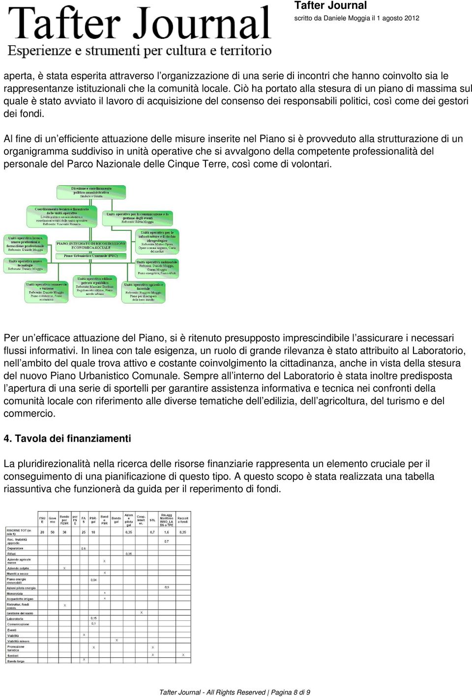 Al fine di un efficiente attuazione delle misure inserite nel Piano si è provveduto alla strutturazione di un organigramma suddiviso in unità operative che si avvalgono della competente