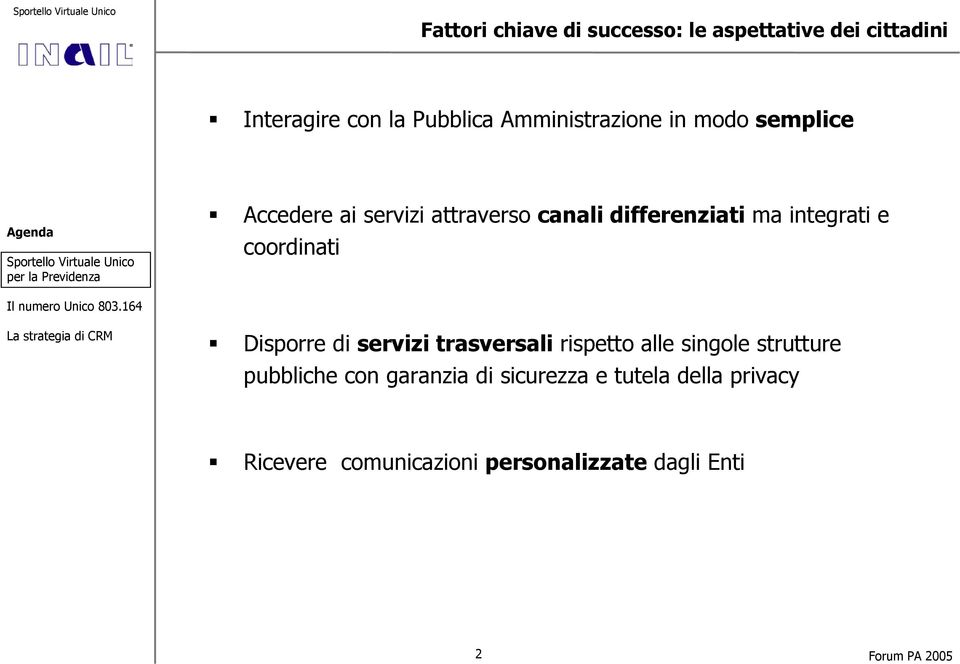 integrati e coordinati Disporre di servizi trasversali rispetto alle singole strutture