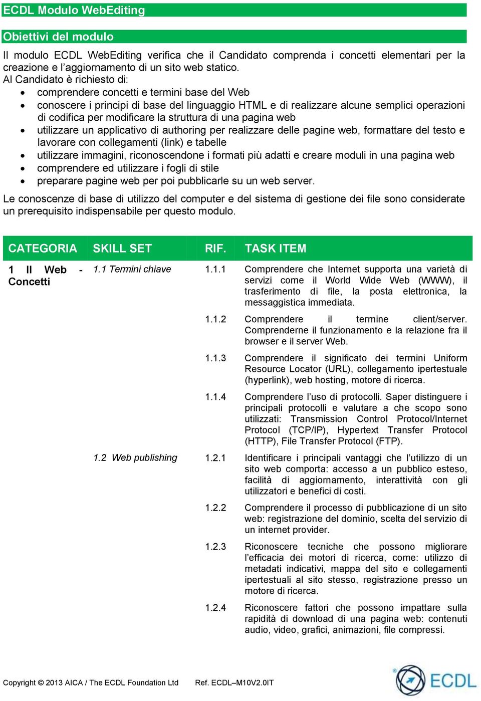 struttura di una pagina web utilizzare un applicativo di authoring per realizzare delle pagine web, formattare del testo e lavorare con collegamenti (link) e tabelle utilizzare immagini,