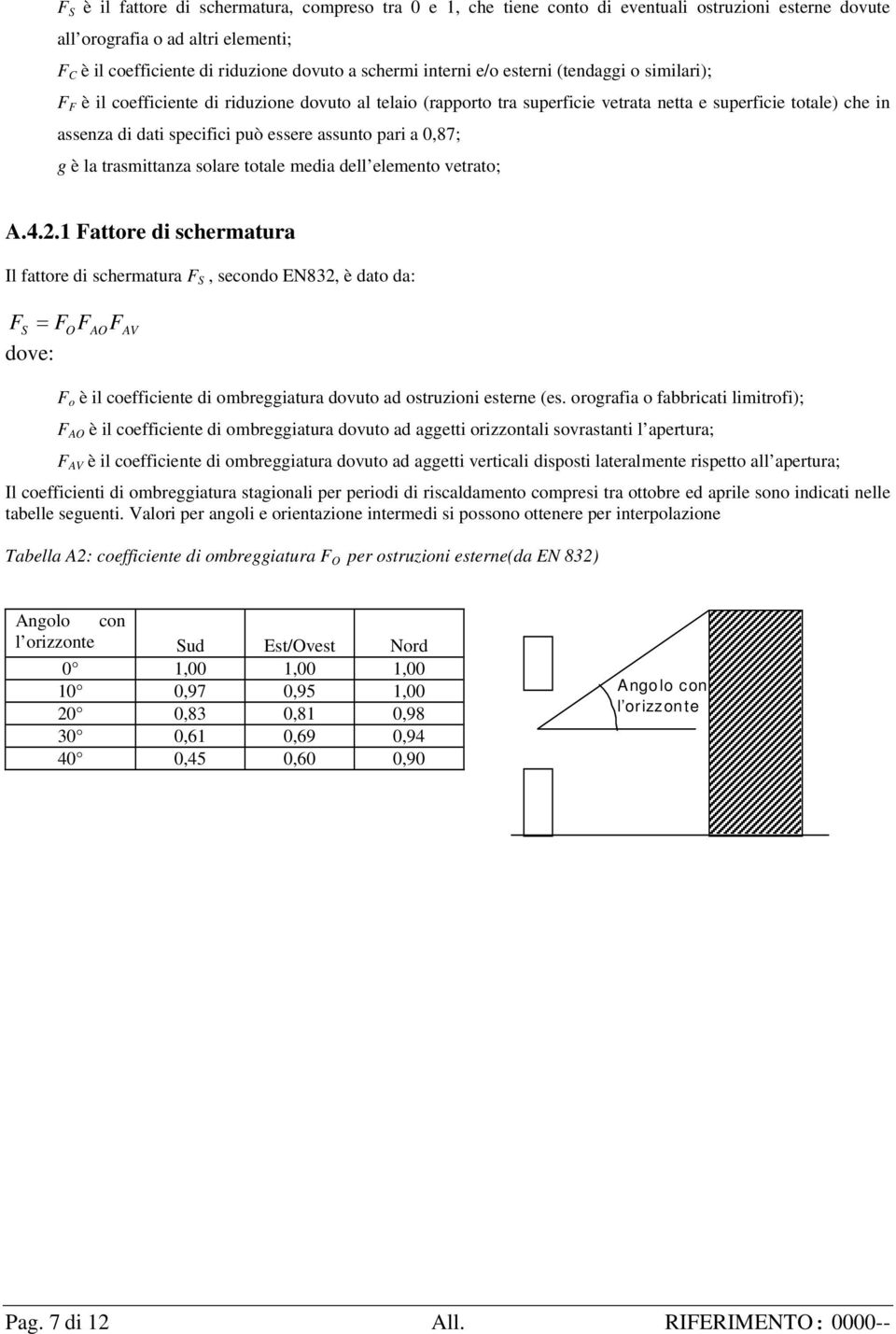 assunto pari a 0,87; g è la trasmittanza solare totale media dell elemento vetrato; A.4.2.