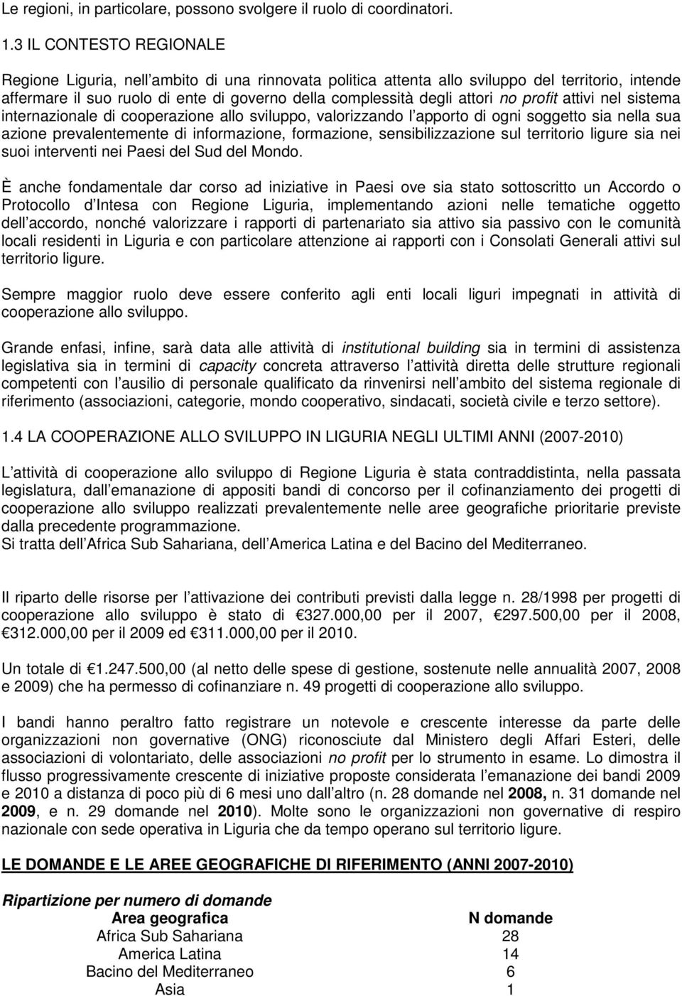 no profit attivi nel sistema internazionale di cooperazione allo sviluppo, valorizzando l apporto di ogni soggetto sia nella sua azione prevalentemente di informazione, formazione, sensibilizzazione