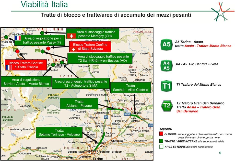 tratto Aosta - Traforo Monte Bianco A4 - A5 Dir.