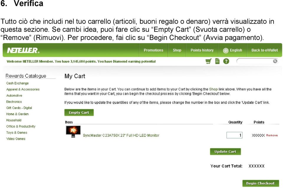 Se cambi idea, puoi fare clic su Empty Cart (Svuota carrello) o